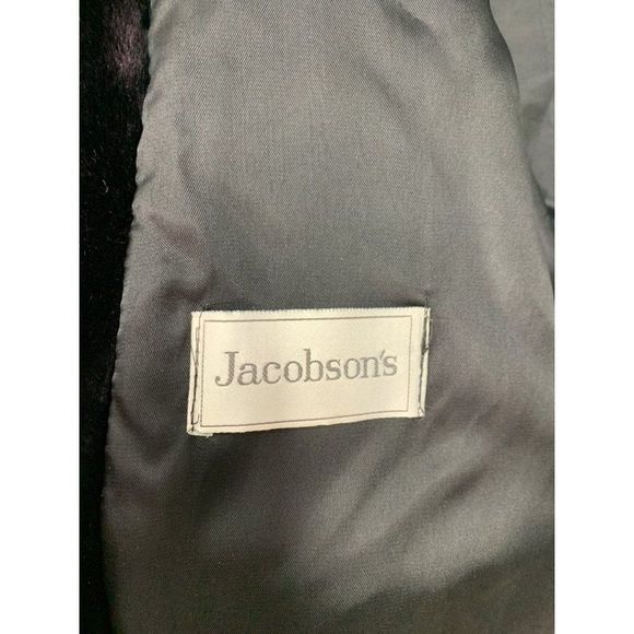Jacobson's Vintage Faux Fur Zip Jacket Size 14 EUC Hood Black Plush Winter 6404 - Picture 6 of 10